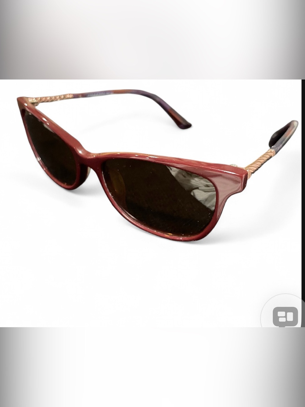 Kay Unger Burgundy Retro Cat-Eye Sunglasses